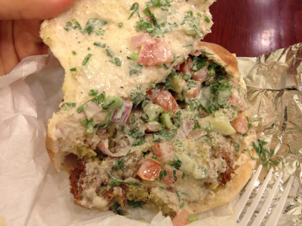 Inside the Falafel Sandwich at OMAR'S MEDITERRANEAN CUISINE
